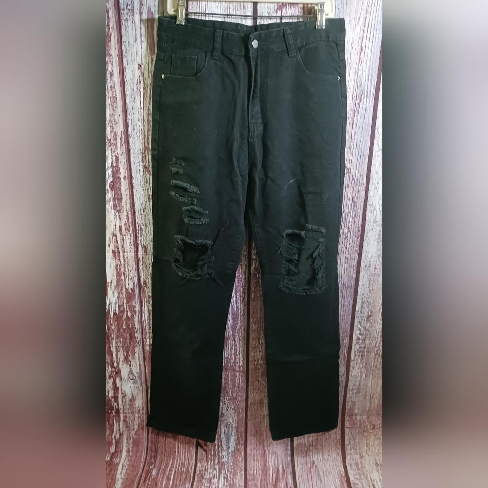 Black distressed jeans sz lg